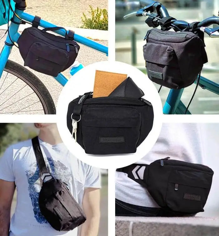 Lenkertasche Rahmentasche Handtasche mit Henkel Crossbody Bag und Bauchtasche in einem für outdoor und wasserdicht