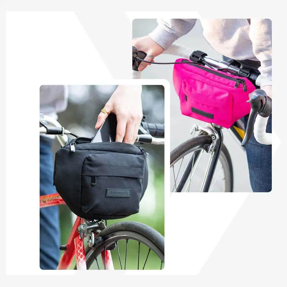 Bomence Lenkertaschen klein urban artist umwandelbar mit gurt schwarz pink