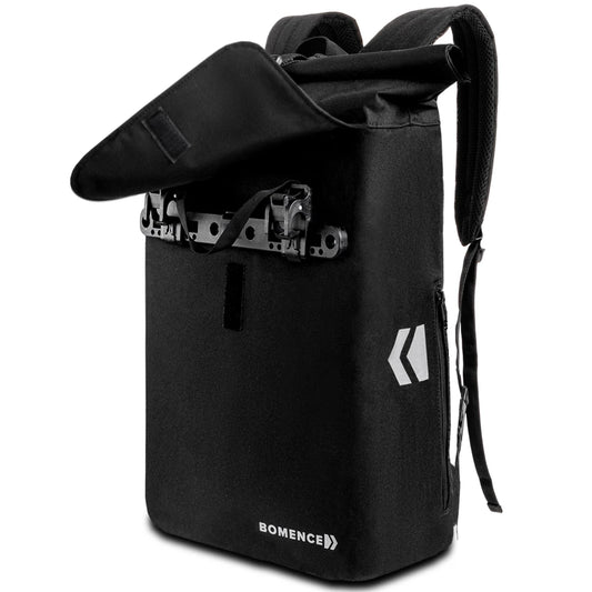 schwarze Fahrradtasche und Rucksack in einem, Kombi Radtasche mit Rucksackfunktion