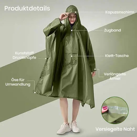 Regenponcho XXL für Damen und Herren, weit und groß für Camping