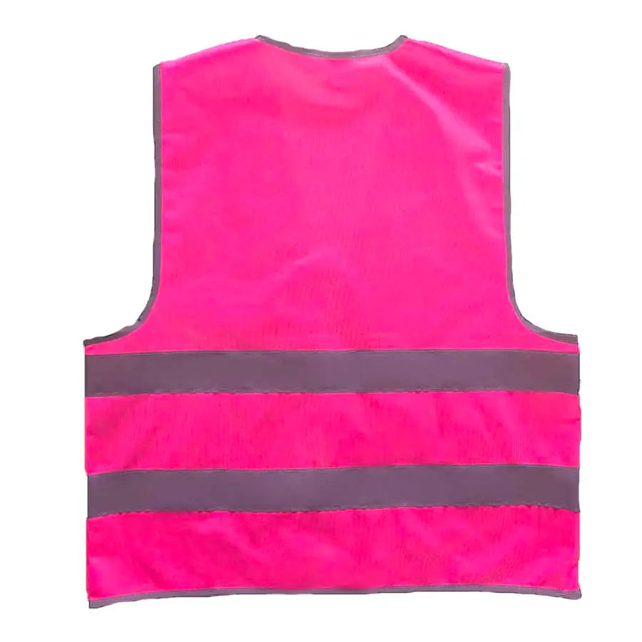 Leuchtende Warnweste für bessere Sichtbarkeit – Eine signalpinke Weste mit reflektierenden Streifen, perfekt für den Straßenverkehr, Bauarbeiten oder sportliche Aktivitäten.