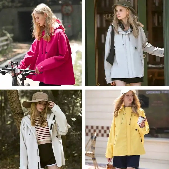 Regenjacke Damen Fahrradfahren weit kurz Oversize Outdoor