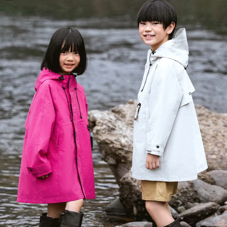 Weite Kinder-Regenjacken pink und weiß