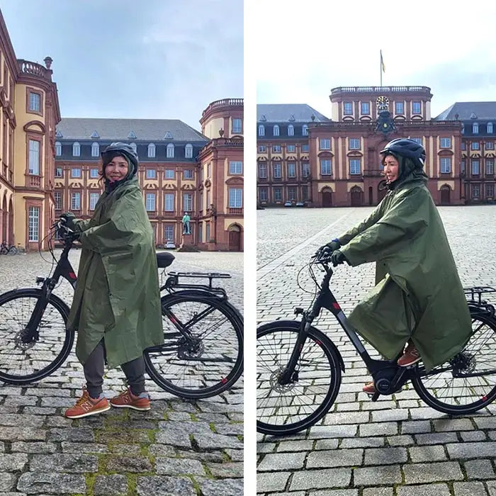 Regenponcho grün Fahrrad Damen Herren lang groß