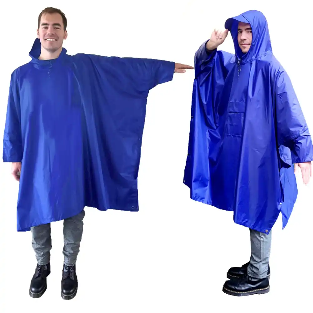 Regencape für Herren Fahrrad XXL in blau
