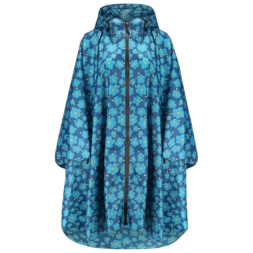Regenponcho blau, Regenumhang, Regenmantel, Fahrradponcho, Regen Poncho für ältere Frauen, mit Reißverschluss ü50