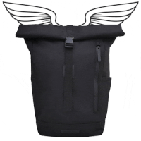 Rolltop Rucksack ultra leicht, einfarbig schwarz mit Schnalle und Laptop Fach