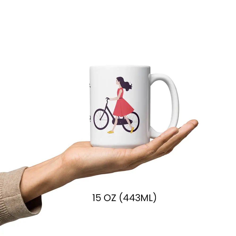 Teetasse Farradmotiv in der Hand Mittlere Größe, hohe Tasse 443 ml Fassungsvermögen.