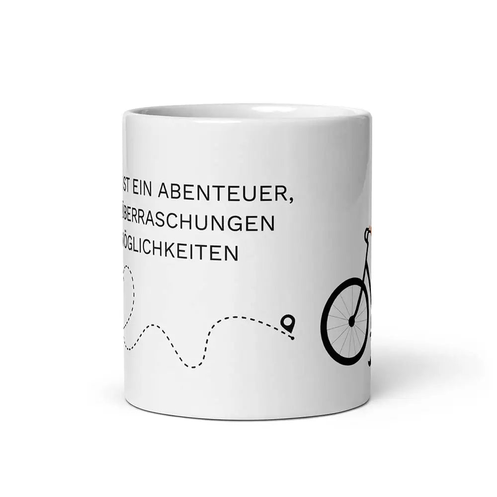 Teetasse mit Fahrrad Motiv und Spruch