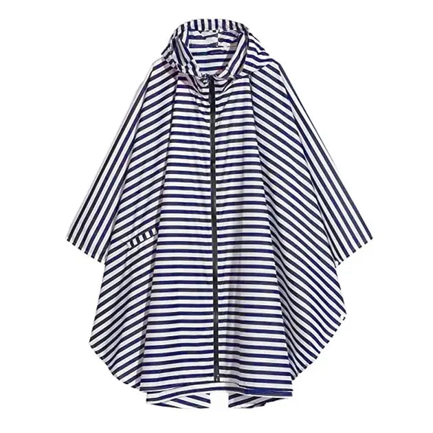 blau weiß gestreifter Regenponcho Regencape für Damen, Fahrrad Regen Cape, Fahrradponcho maritime, maritine Look, Marine, Streifen