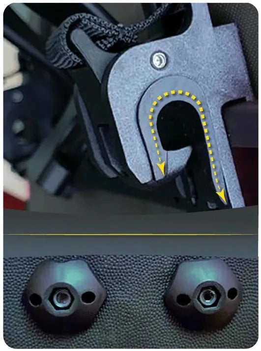 Grüne Fahrradtasche Fahrradaufhängung mit Reduzierstück und Schrauben zur Befestigung innen.