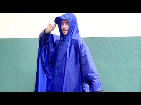 Regencape XXL für große Herren und Damen blau zum Fahrrad fahren