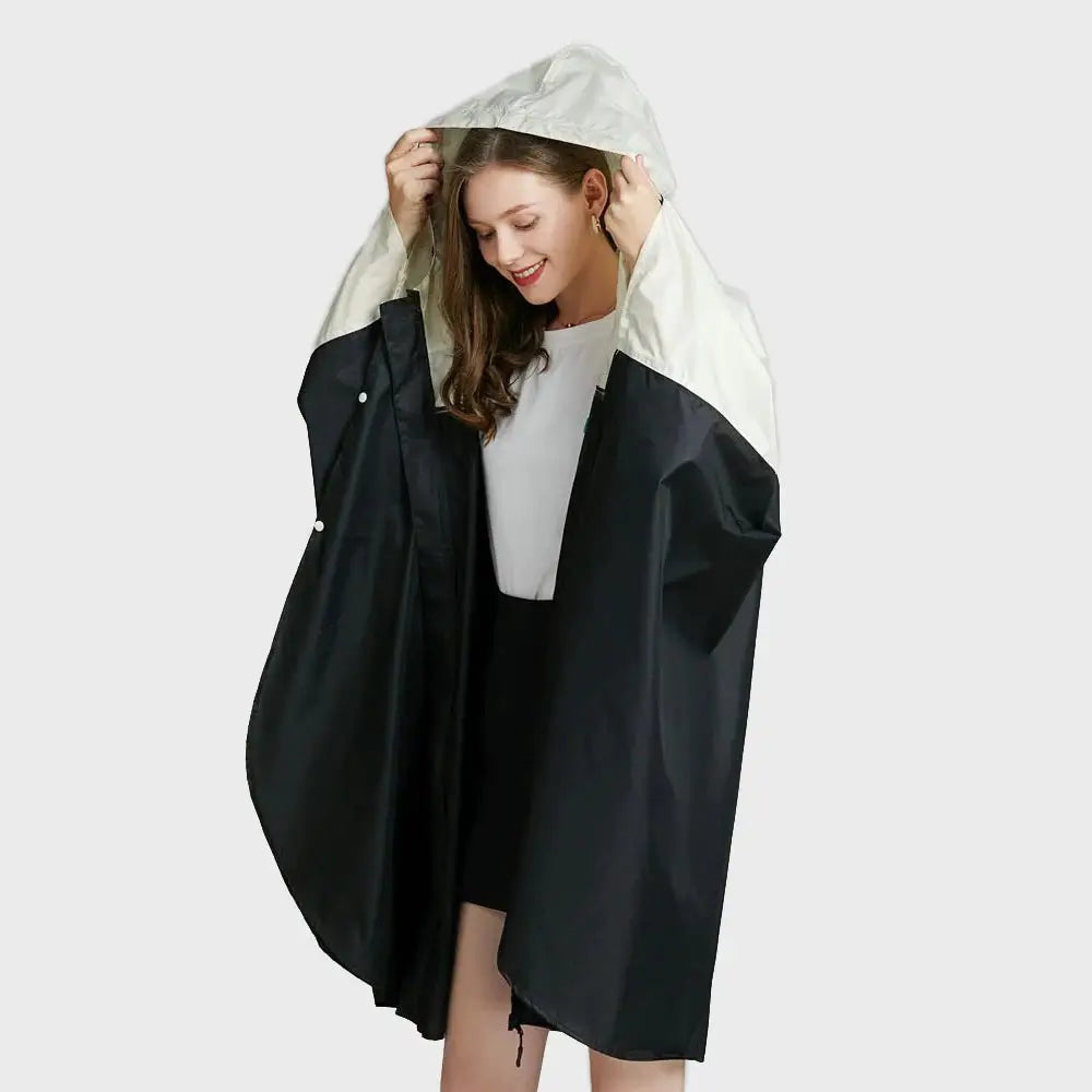 Schwarz Weiß Regencape Damen, Kleid Wasserdicht Damen, Regenmantel, regenponcho, regen poncho