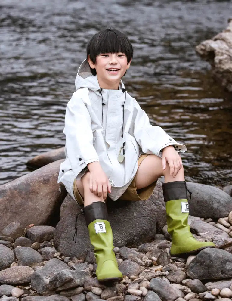 weiße Kinderjacke wasserdicht winddicht für Junge 10 Jahre