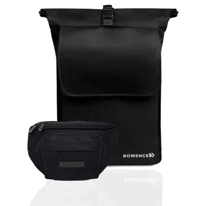 Fahrradtasche schwarz reflektierend mit Lenkertasche als Set