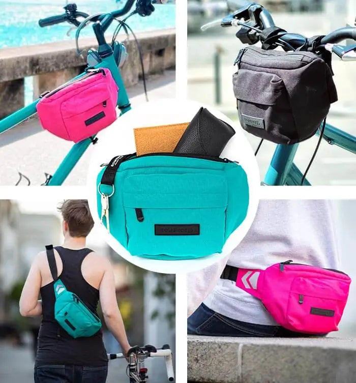 Bomence Handlebar Bag for Bicycle Fanny Pack convertible recycled