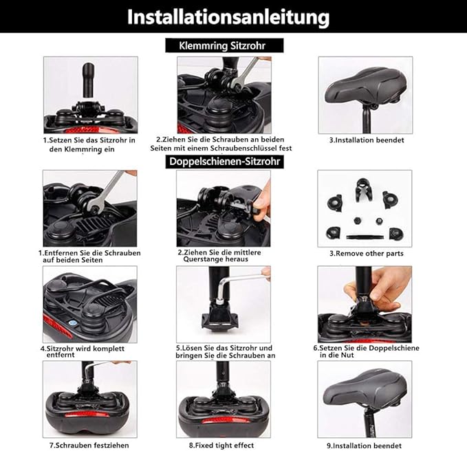 fahrradsattel montage Damensattel Fahrrad mit Memory Foam weich mit Lüftungskanal – Bomence