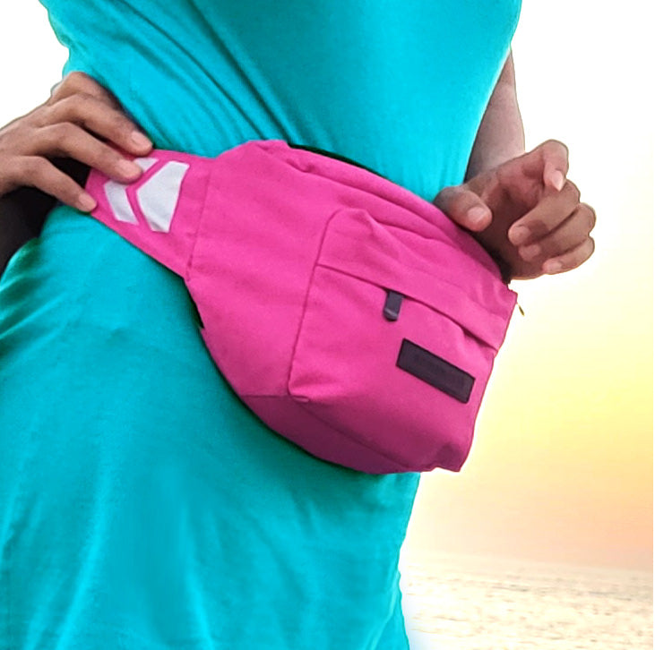 Bauchtasche pink hüfttasche damen vorne mit reißverschluss schlicht minimalistisch