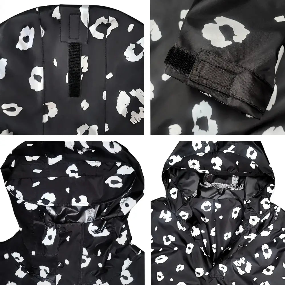 Details Kapuze und Ärmel Kragen vom Regenponcho reflektierend