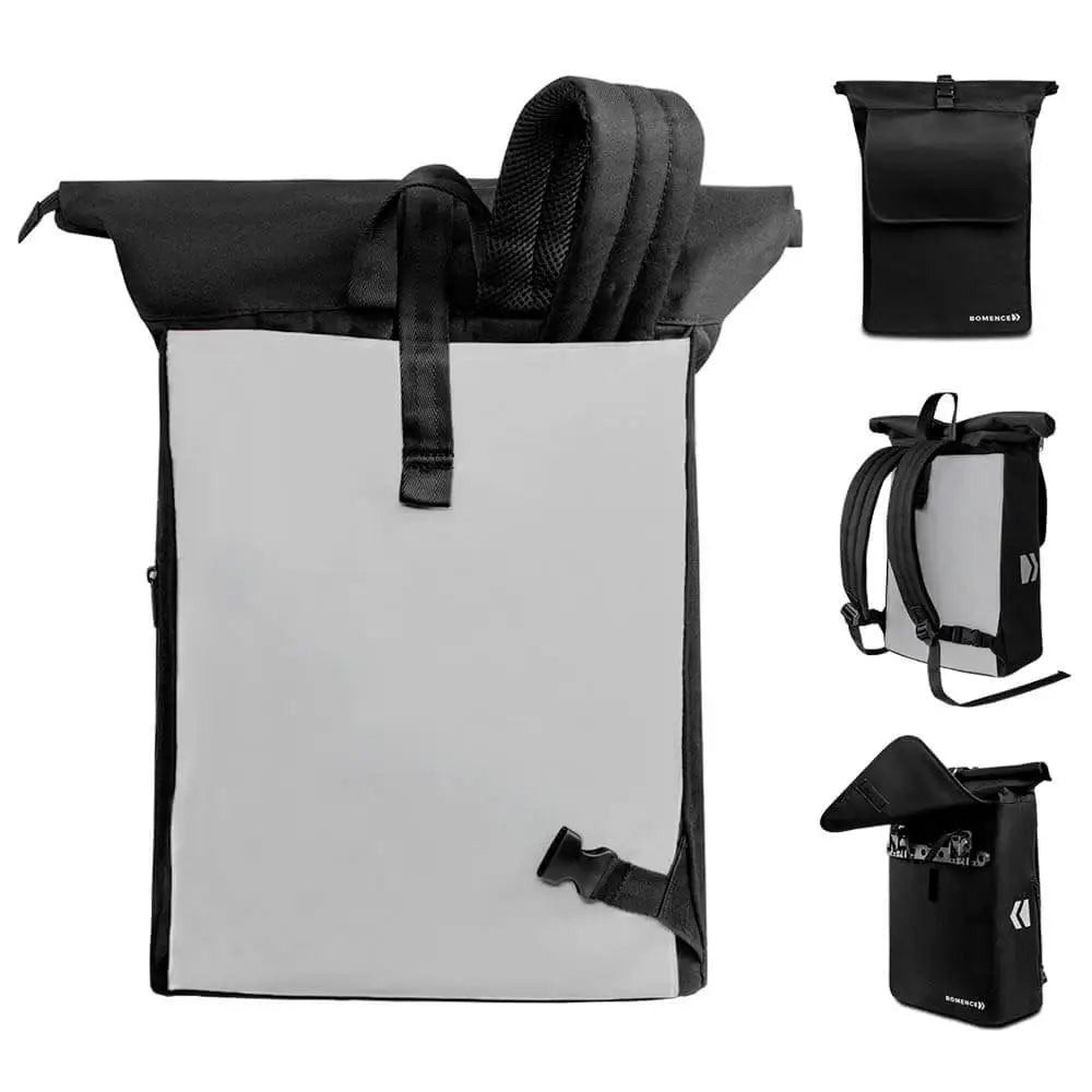 Rucksack Fahrradtasche, Reflektierende Fahrradtasche tragbar als Fahrradrucksack in schwarz reflektierend