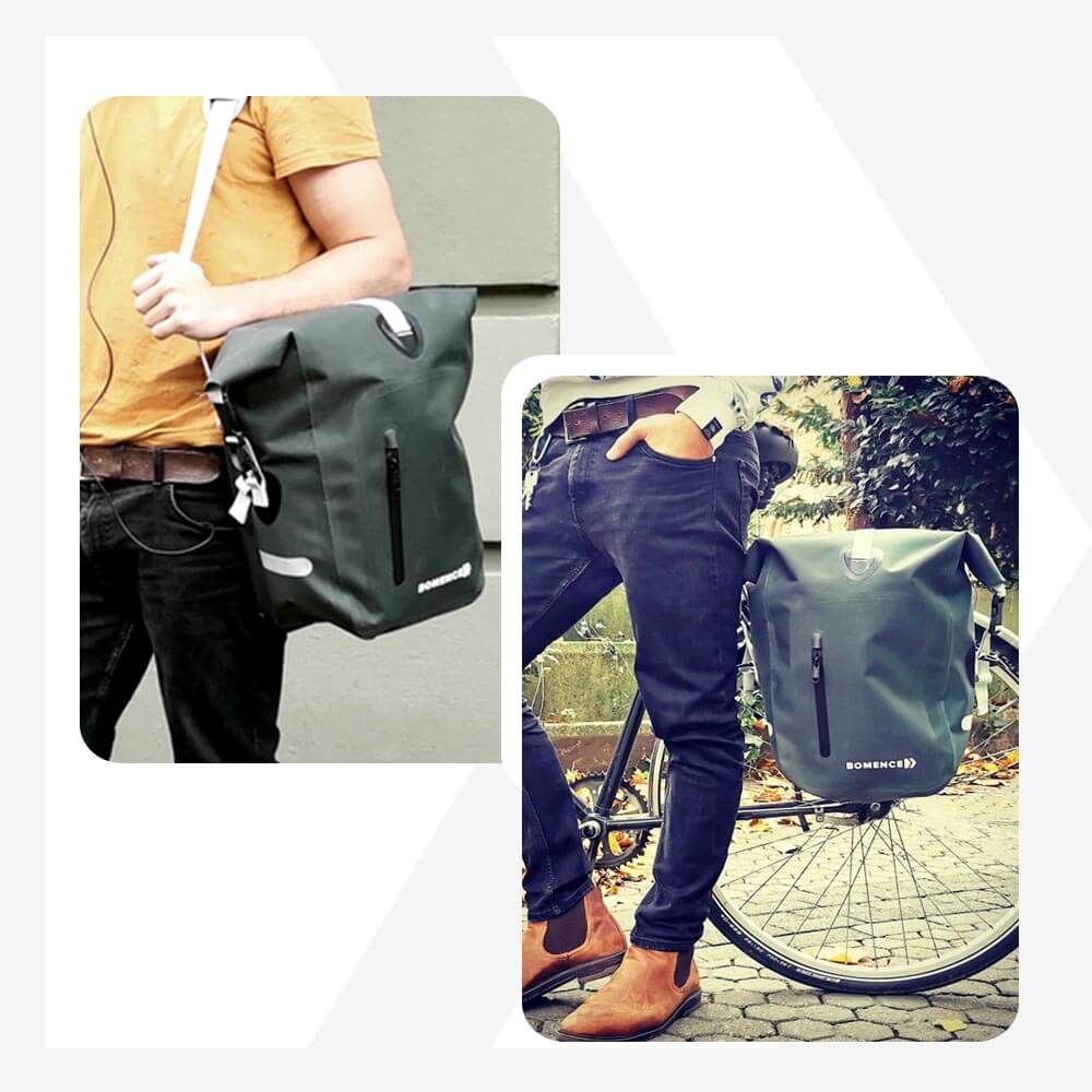 Gepäckträger Fahrradtasche wasserdicht groß für Herren oder Damen auch als Schultertasche oder Shopper zu nutzen. Citybike und Fahrrad.