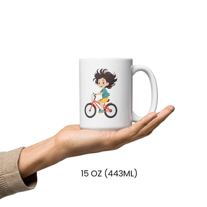 Tasse mit Fahrradmotiv und Spruch