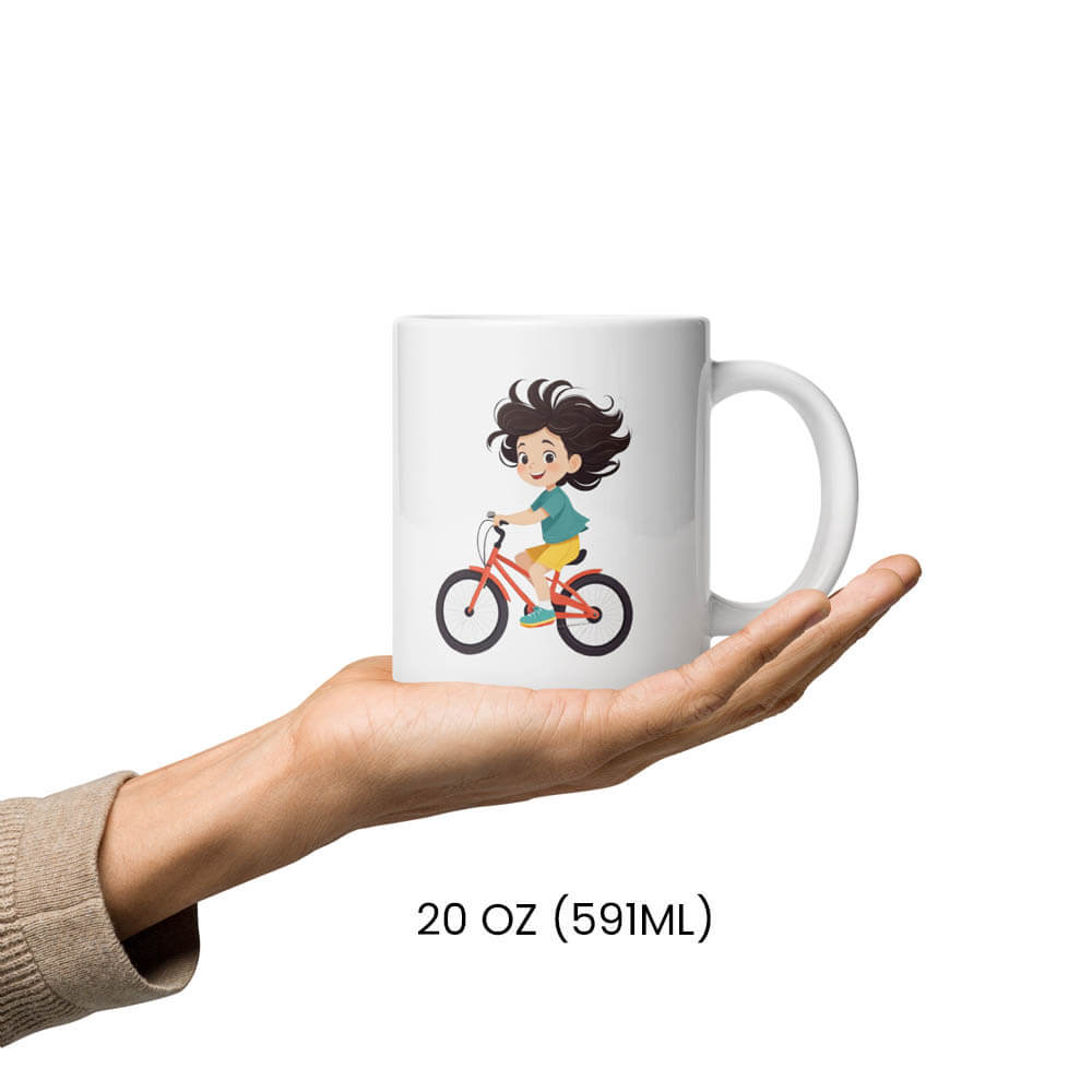 Tasse mit Fahrradmotiv und Spruch