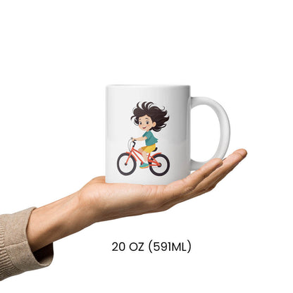 Tasse mit Fahrradmotiv und Spruch