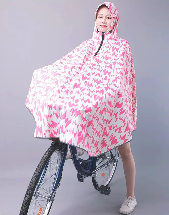 Pinker-Regenponcho-Fahrrad-Lenker