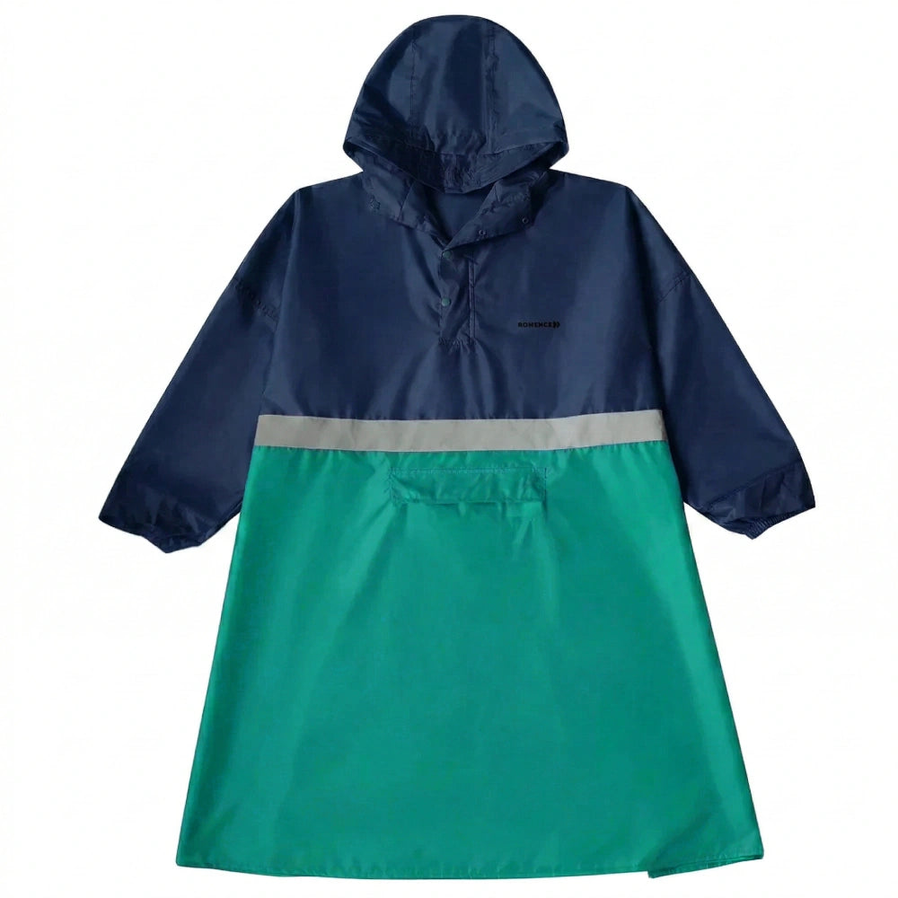 Regenponcho dunkelblau und türkis mit Reflexstreifen von Bomence