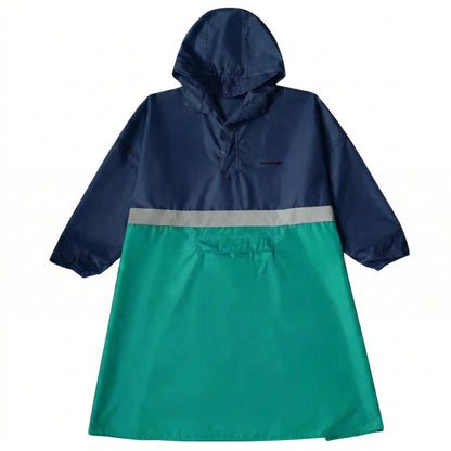 Regenponcho dunkelblau und türkis mit Reflexstreifen von Bomence