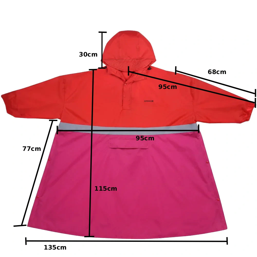 Großer Regenponcho mit Ärmeln extra lang mit Maßangaben