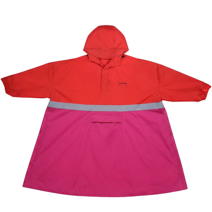 Rot Pinker Regenponcho mit reflektierendem Streifen und Ärmeln von Bomence