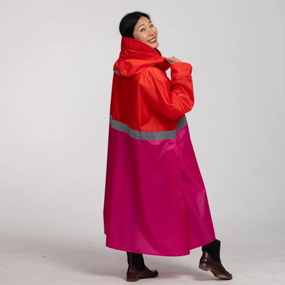 Damen oversize regenponcho rot pink reflektierend bomence atmungsaktiv 