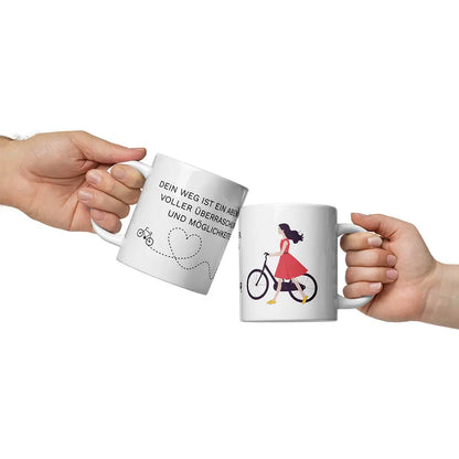 Tasse mit Fahrradmotiv und Spruch