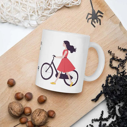 Tasse mit Fahrradmotiv und Spruch