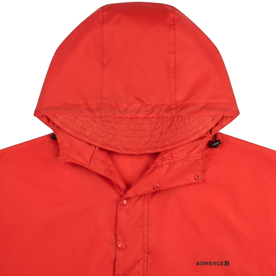Regenponcho Kapuze mit Schirm und Kragen mit Druckknöpfen von Bomence rot