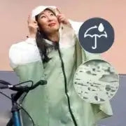Regenponcho Fahrrad Damen, grün und wasserdicht mit Reißverschluss