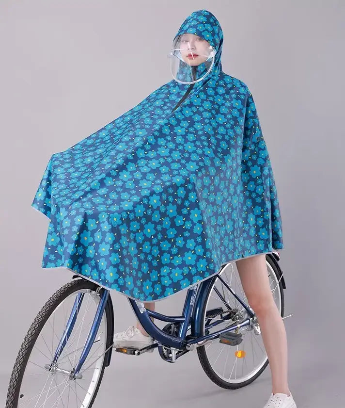 Regencape blau Blumen für über den Lenker