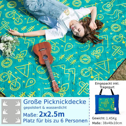 Große Picknickdecke mit Gurt gepolstert und wasserdicht