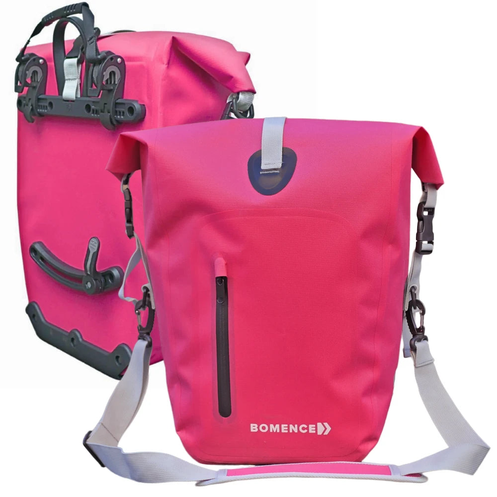 Pink bicycle pannier bag for women