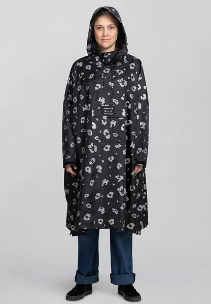 Regenponcho Leo mit reflektierenden Elementen für Damen lang und mit Ärmeln