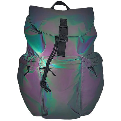 vollreflektierender Rucksack mit Schnalle und drei Fächern in Holo Style