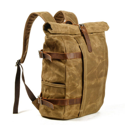 Rollrucksack Canvas Herren mit Leder