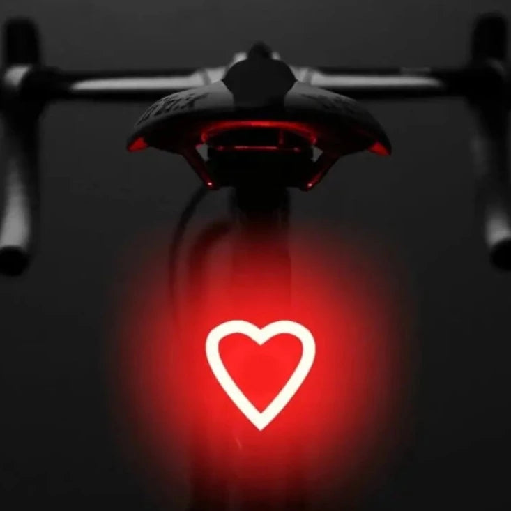 Fahrrad Rücklicht USB aufladbar LED Herz, Kreis, Dreieck