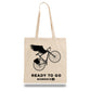 Tasche aus naturbelassener Baumwolle mit Fahrrad, Flügel und Logo Bomence
